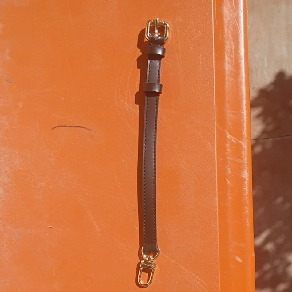 Louis Vuitton Brown Leather Strap with Gold Hardware